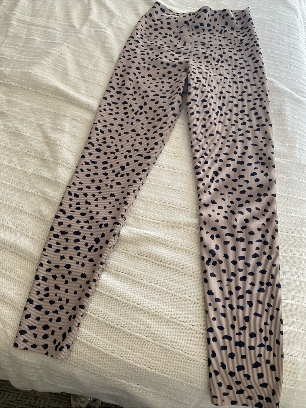 Beach Riot Taupe Ribbed Leggings with Black Spot Print